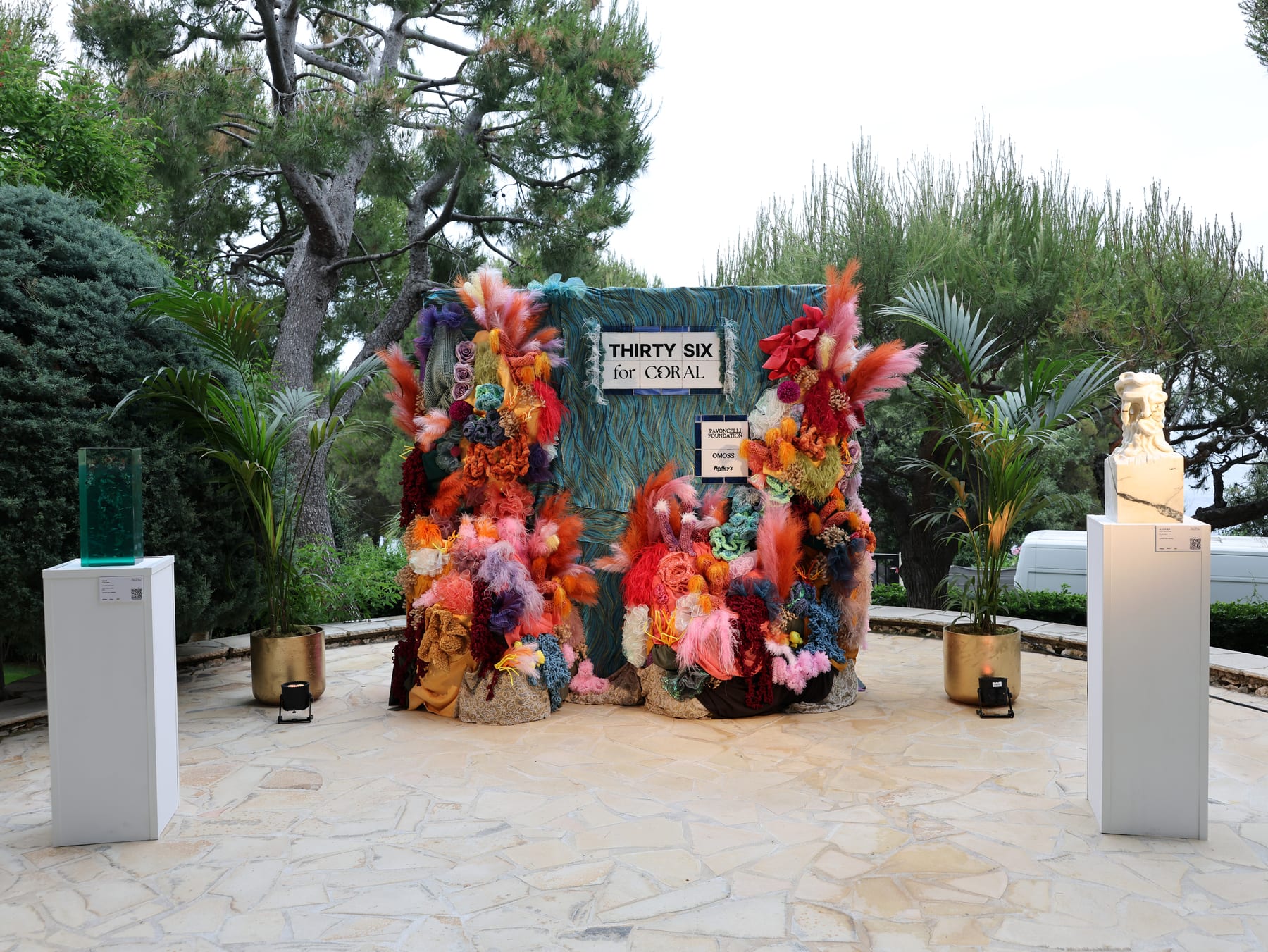Thirty Six for Coral crocheted coral photo wall in a garden