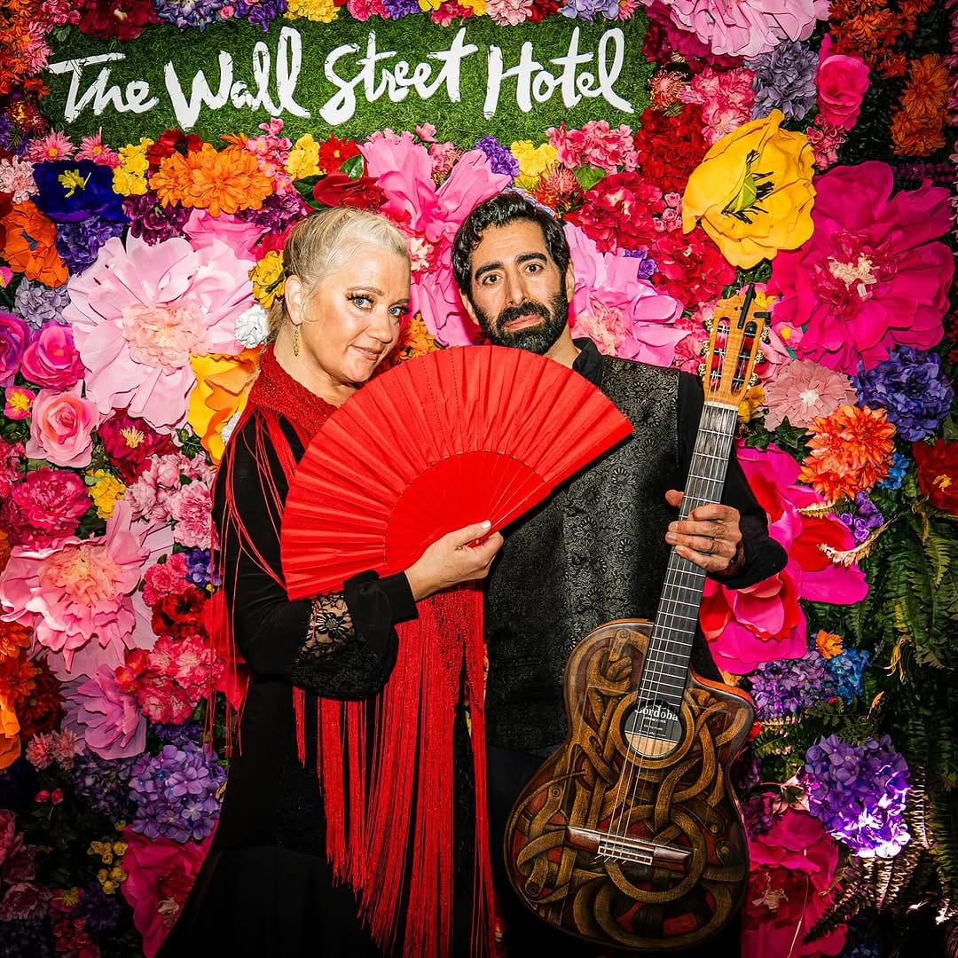 Floral photo wall at The Wall Street Hotel